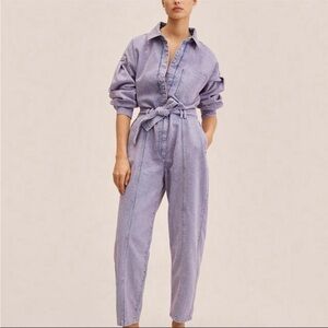 MNG mango denim jumpsuit pink purple denim size Medium womans